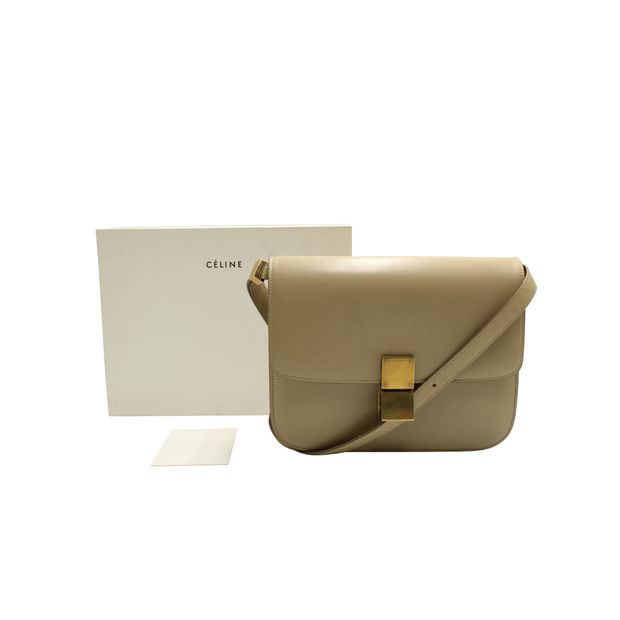 Celine Beige Medium Classic Box Crossbody Bag