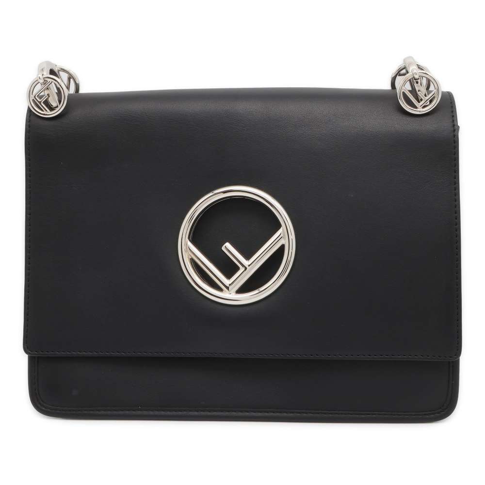 FENDI Canayef 2way Shoulder Bag Black 8BT284 Leather