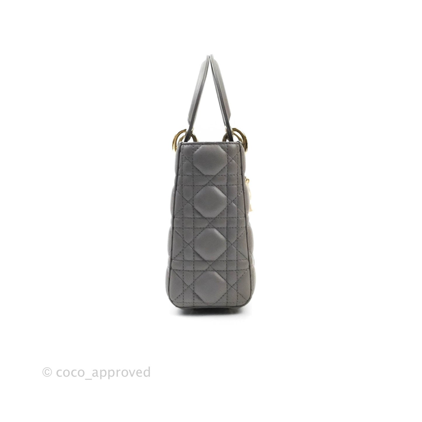 Christian Dior Lambskin My ABCDior Lady Dior Grey Gold Hardware