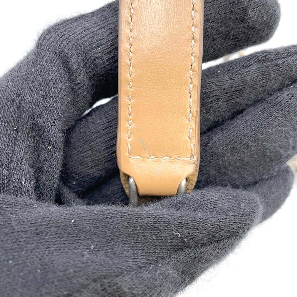 FENDI Midi Baguette FF Fabric ChainShoulder Bag Beige 8BR793 Fabric suede