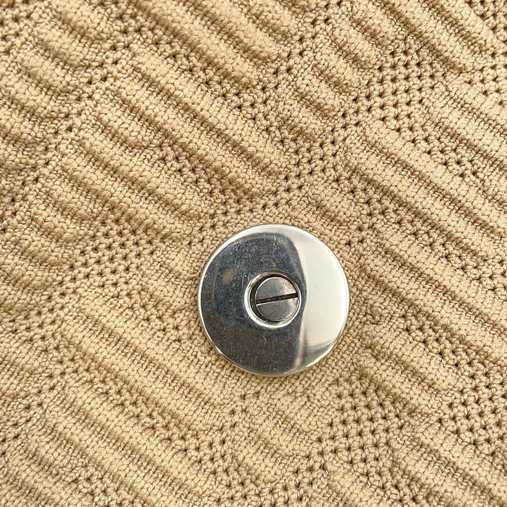 FENDI Midi Baguette FF Fabric ChainShoulder Bag Beige 8BR793 Fabric suede