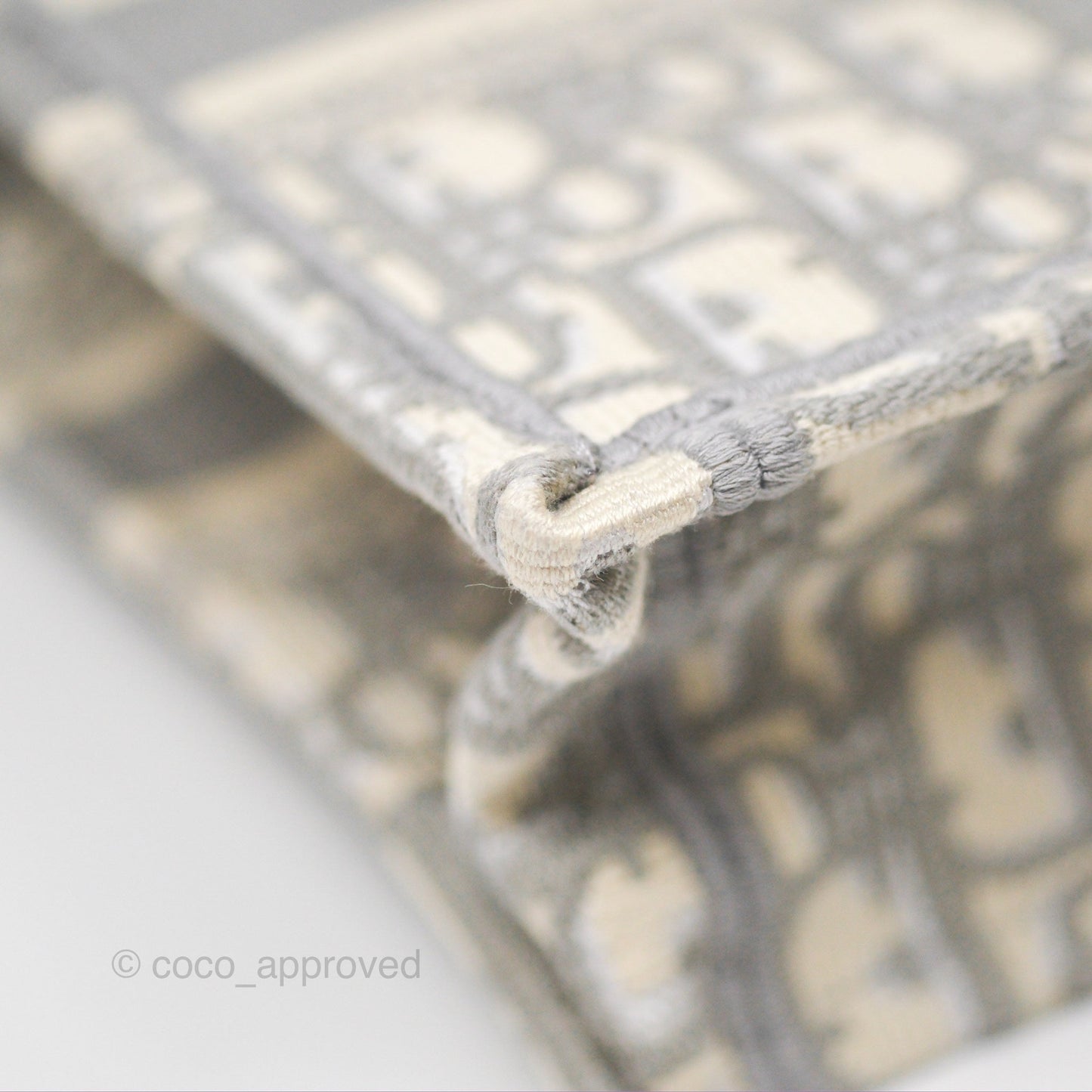 Dior Mini Vertical Gray Oblique Embroidery Book Tote
