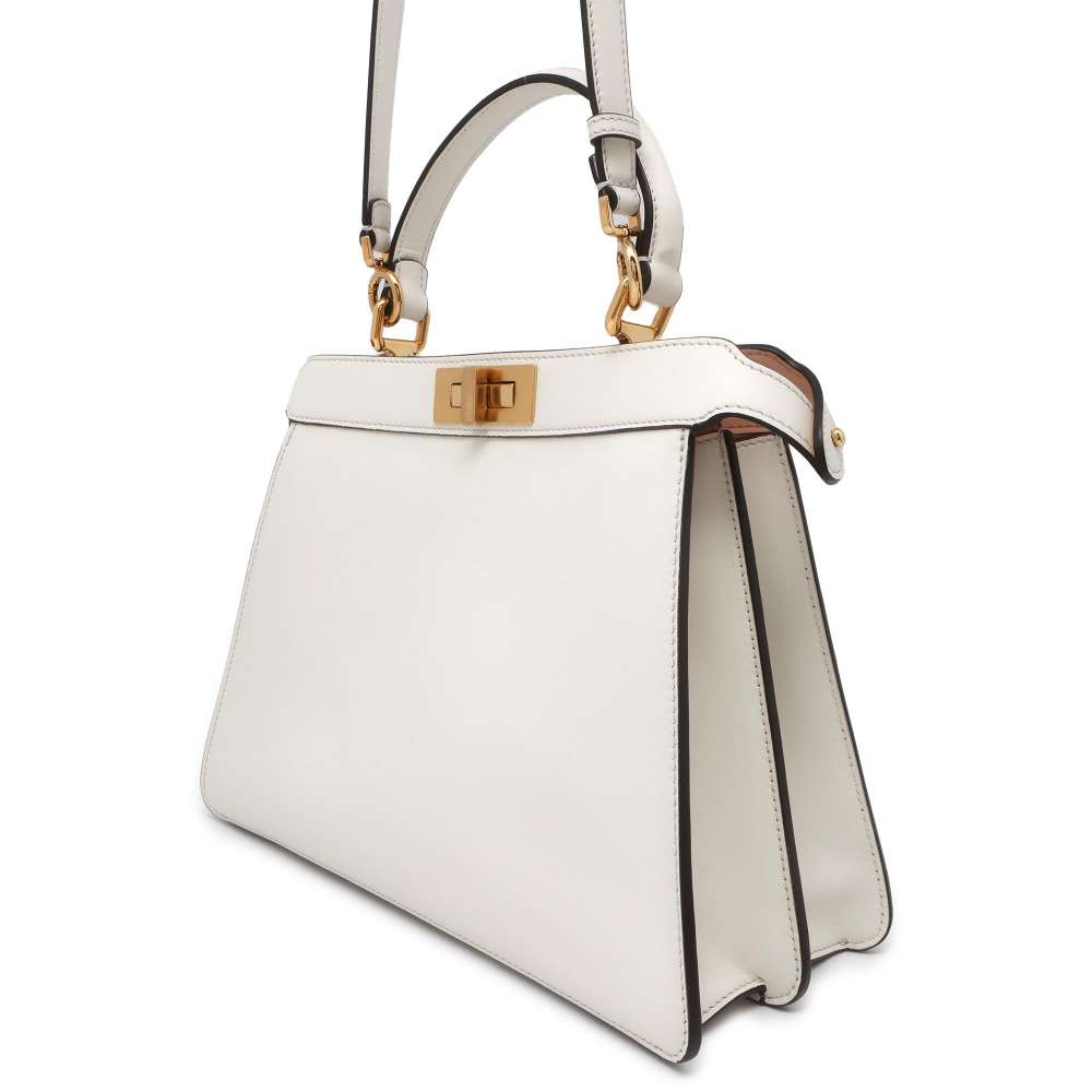 FENDI Peekaboo ISeeU Antonio Lopez White/Brown/Beige 8BN321 Leather suede Size Medium