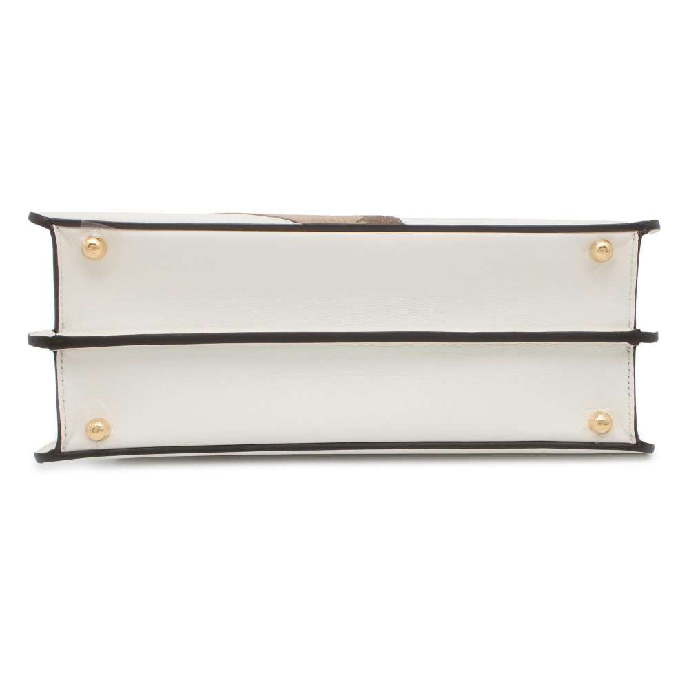 FENDI Peekaboo ISeeU Antonio Lopez White/Brown/Beige 8BN321 Leather suede Size Medium