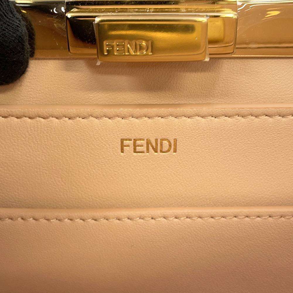 FENDI Peekaboo ISeeU Antonio Lopez White/Brown/Beige 8BN321 Leather suede Size Medium