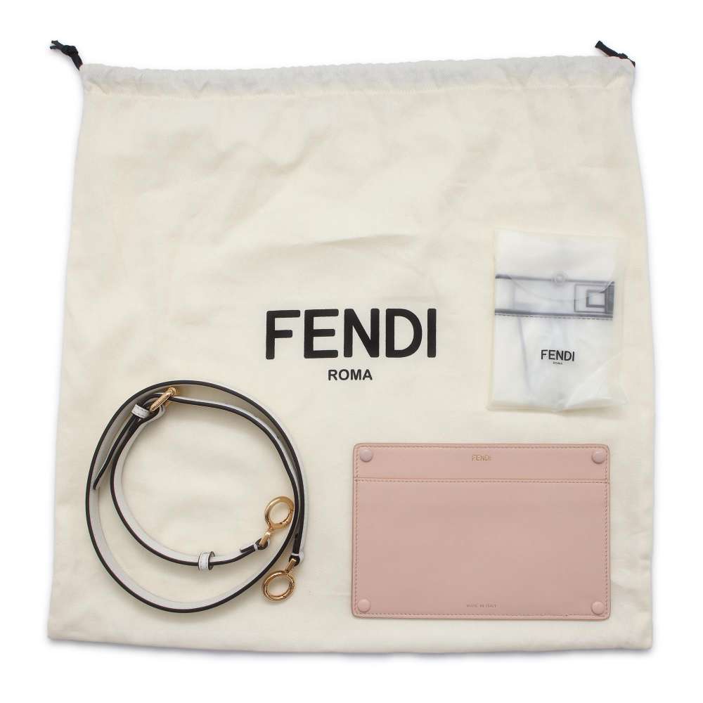 FENDI Peekaboo ISeeU Antonio Lopez White/Brown/Beige 8BN321 Leather suede Size Medium