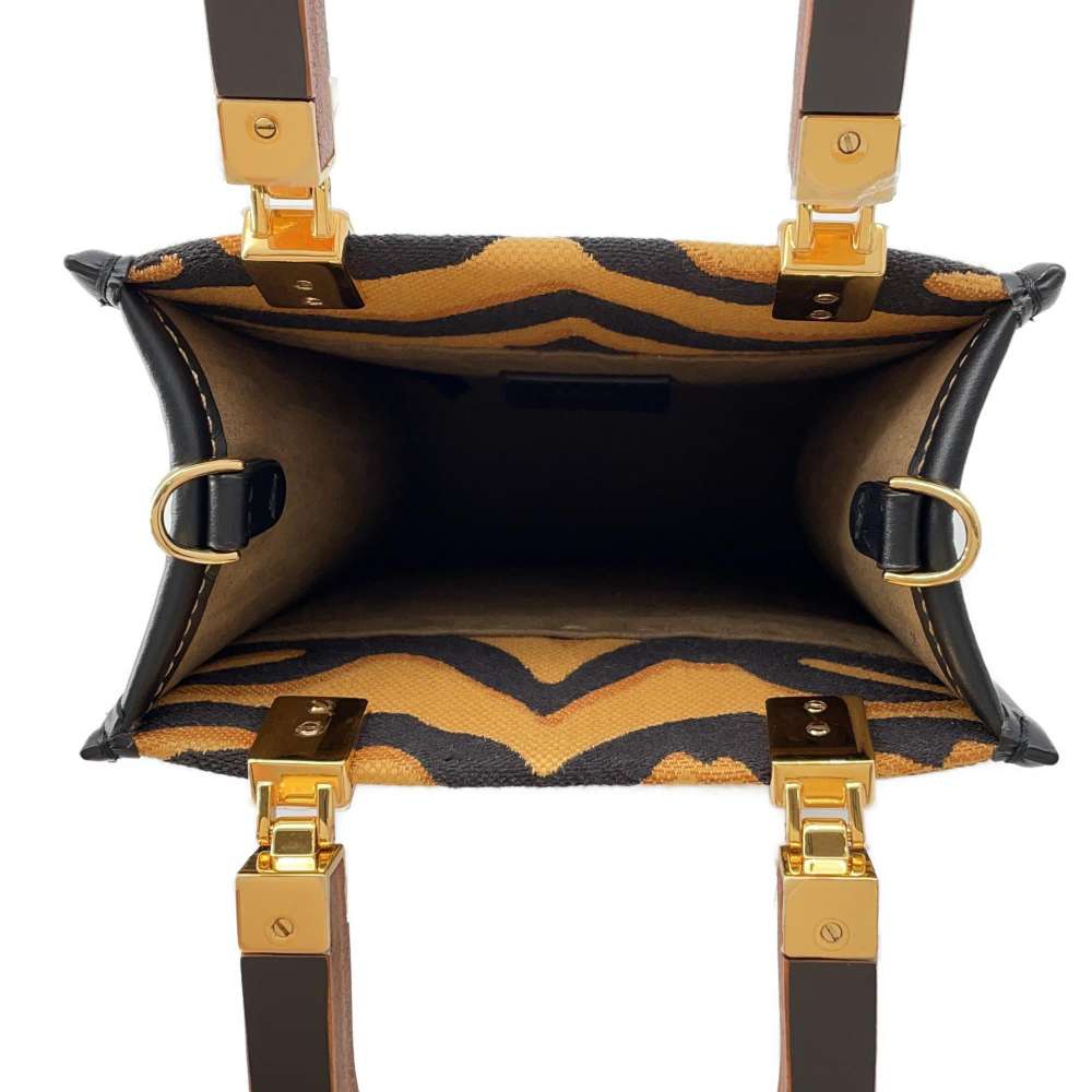 FENDI Sunshine Shopper 2WAY Shoulder Bag Brown/Black 8BS051 Canvas Wood Leather