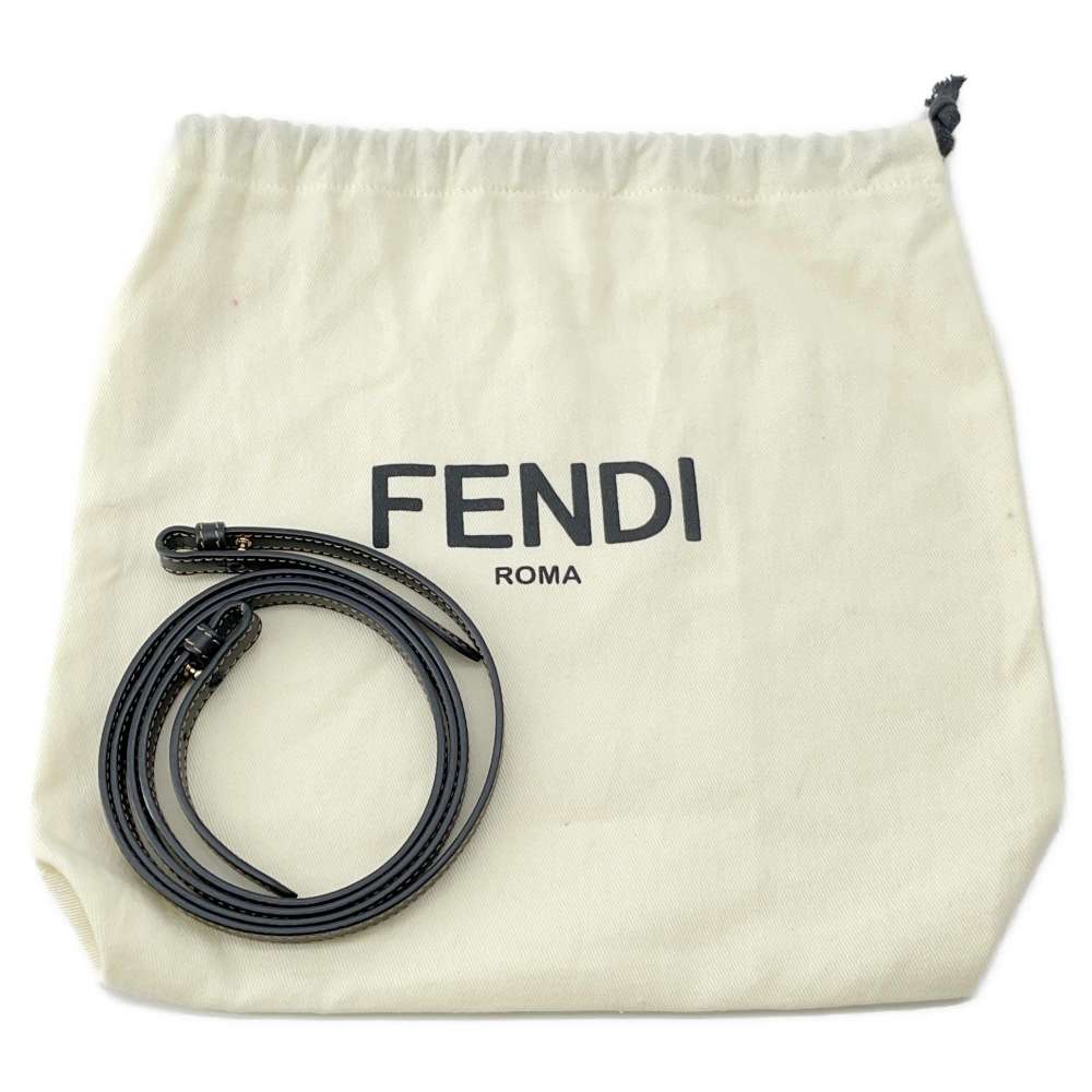 FENDI Sunshine Shopper 2WAY Shoulder Bag Brown/Black 8BS051 Canvas Wood Leather