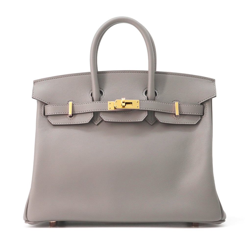 HERMES Birkin Gris Meyer Swift Leather Size 25