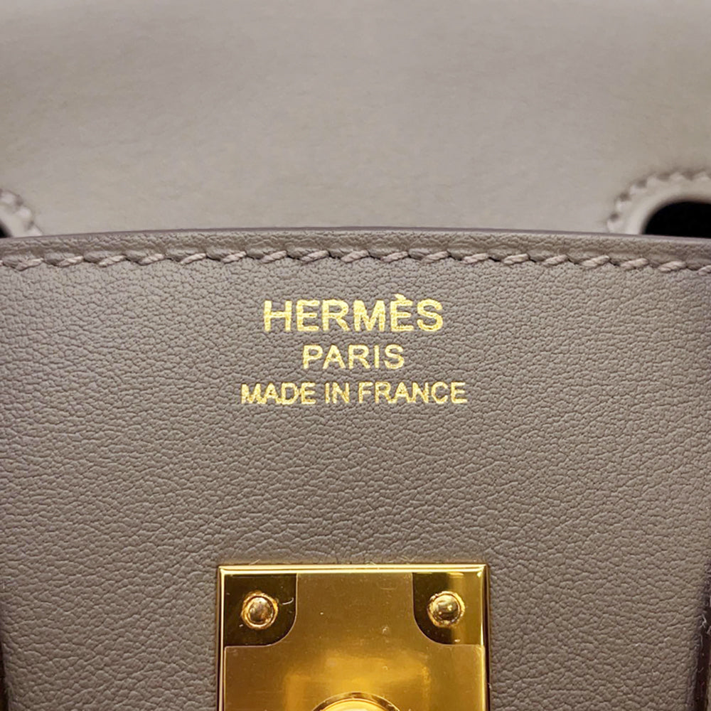 HERMES Birkin Gris Meyer Swift Leather Size 25
