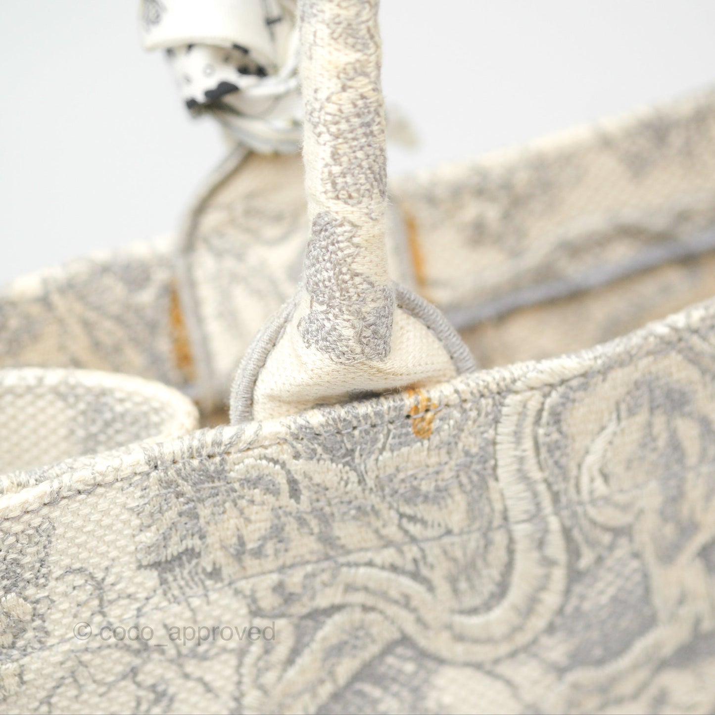 Christian Dior Medium (Old Small) Book Tote Embroidered Toile De Jouy Light Grey Canvas