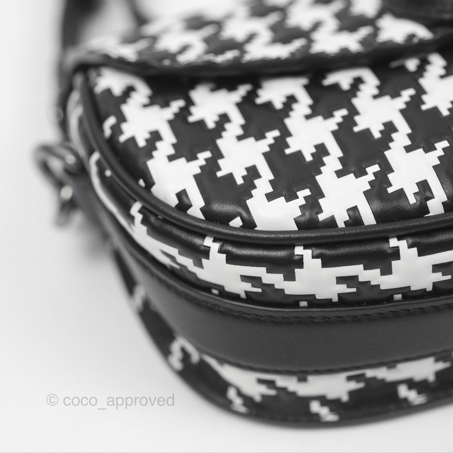 Christian Dior Bobby East-West Bag Black And White Houndstooth Embossed Calfskin