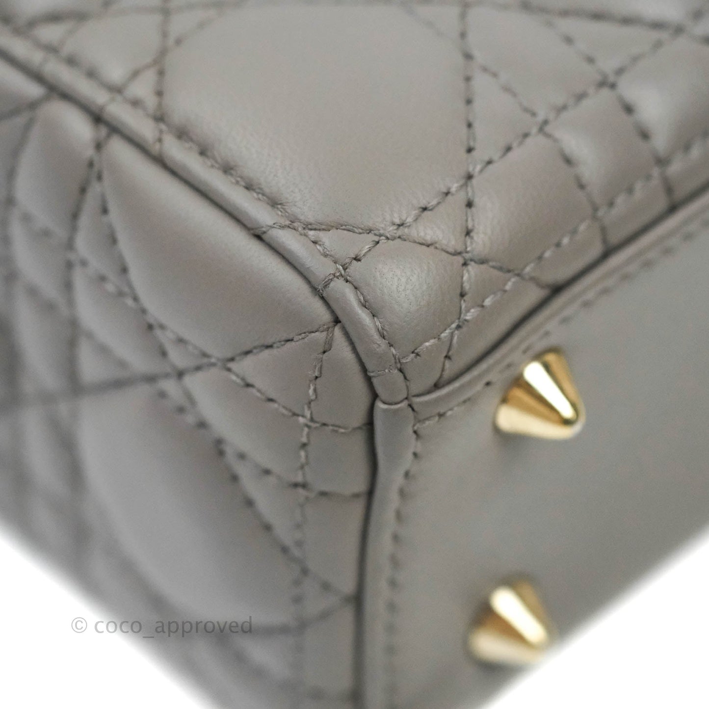 Christian Dior Lambskin My ABCDior Lady Dior Grey Gold Hardware