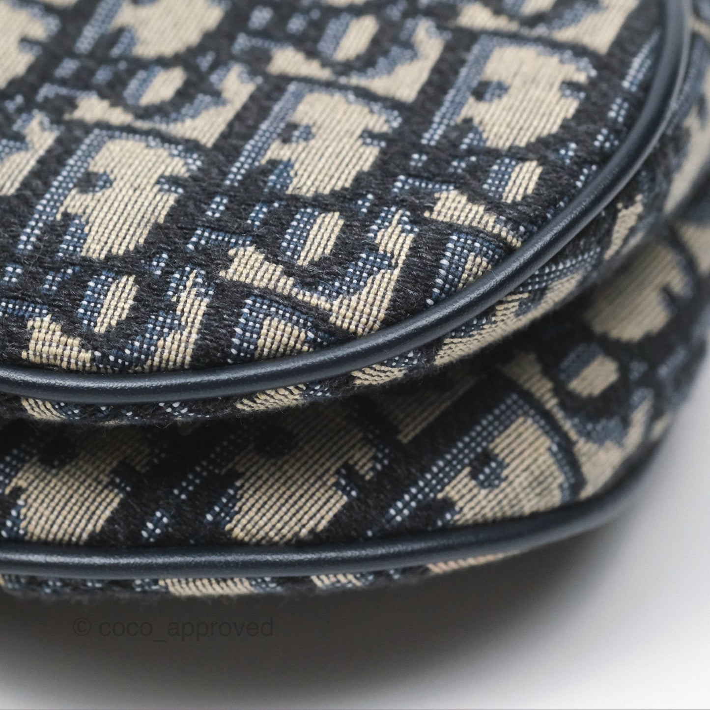 Christian Dior Mini Saddle Bag Blue Oblique Jacquard Gold Hardware