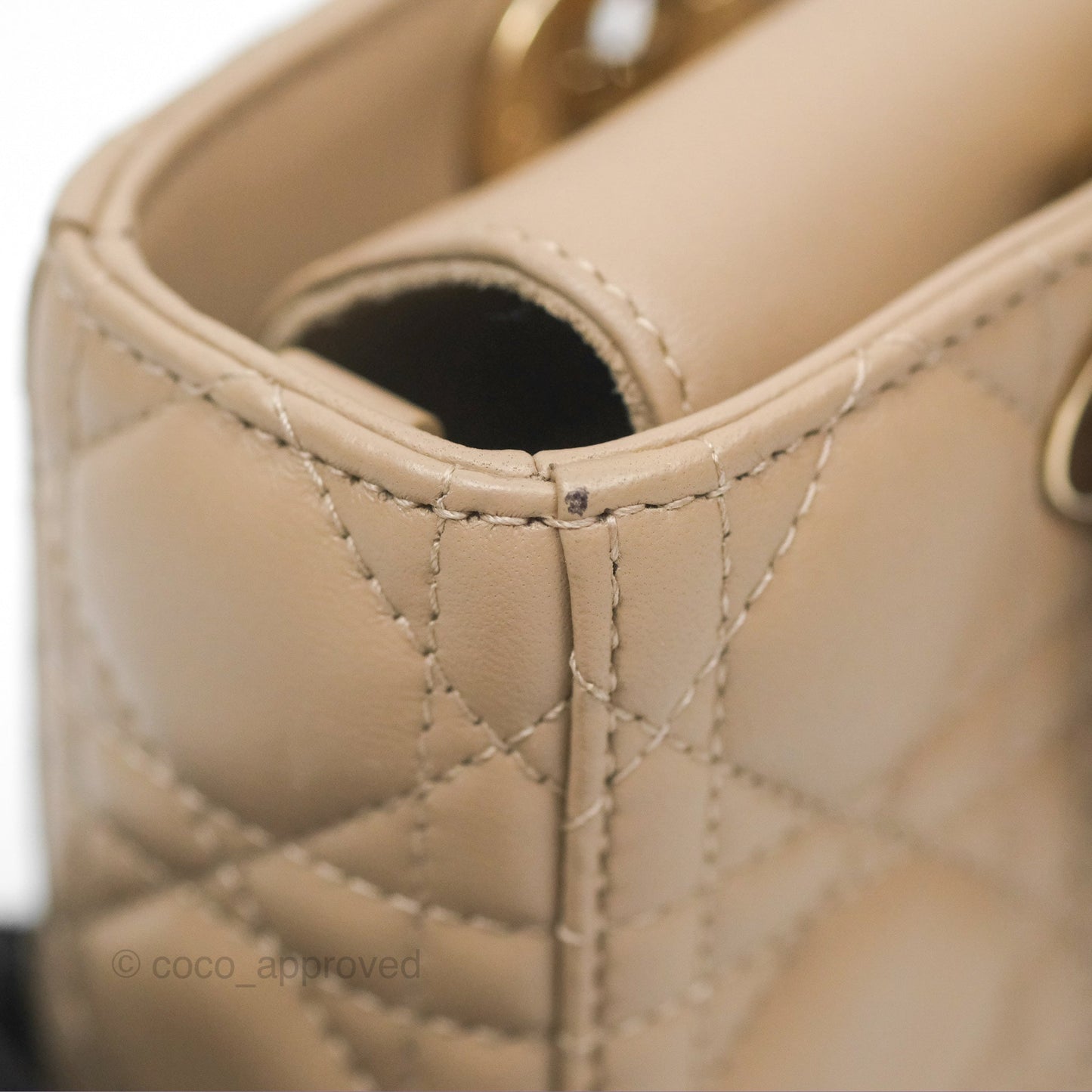 Dior Small Lady D-Joy Bag Beige Lambskin Cannage Gold Hardware