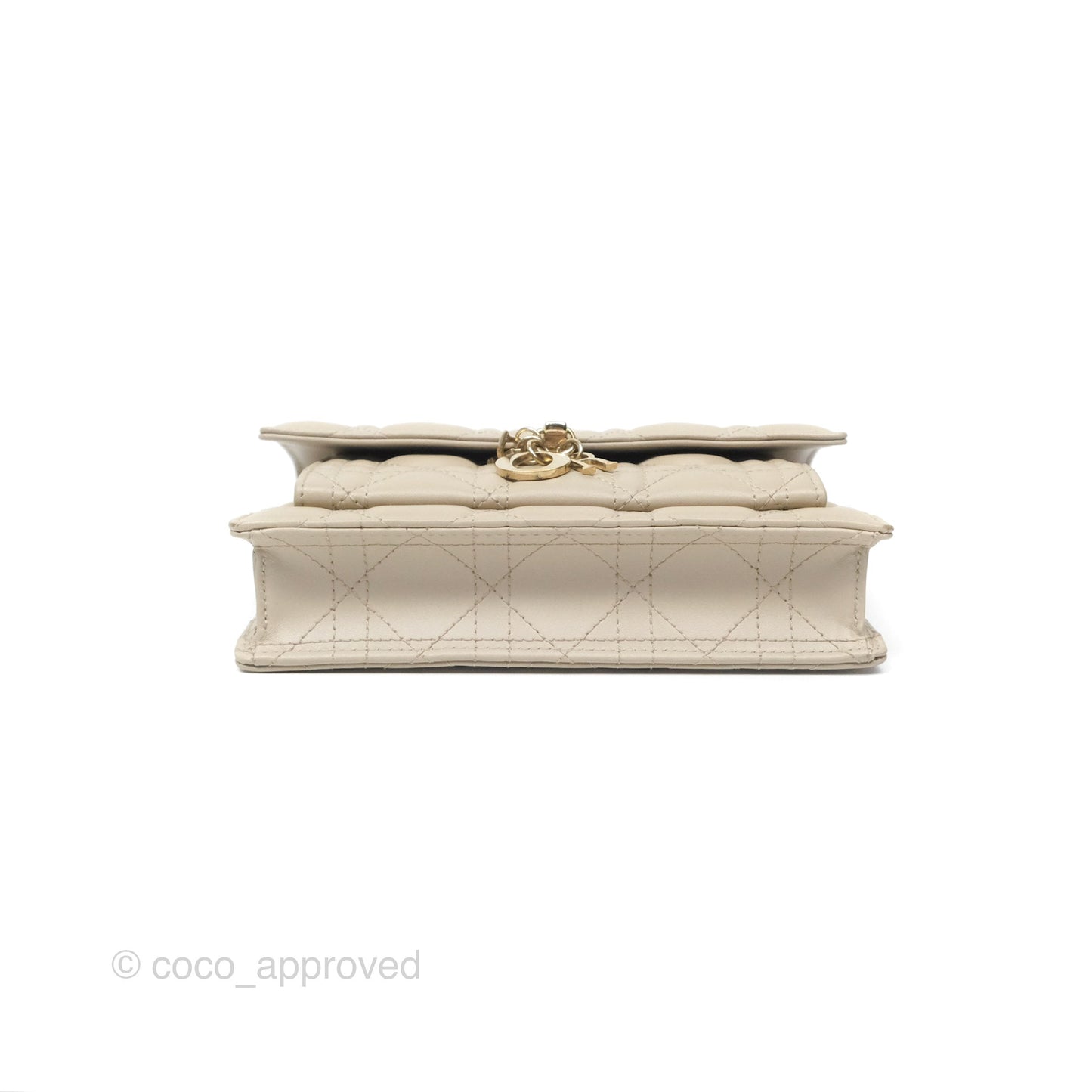 Christian Dior My Dior Daily Chain Pouch Sand-Colored Cannage Lambskin Gold Hardware