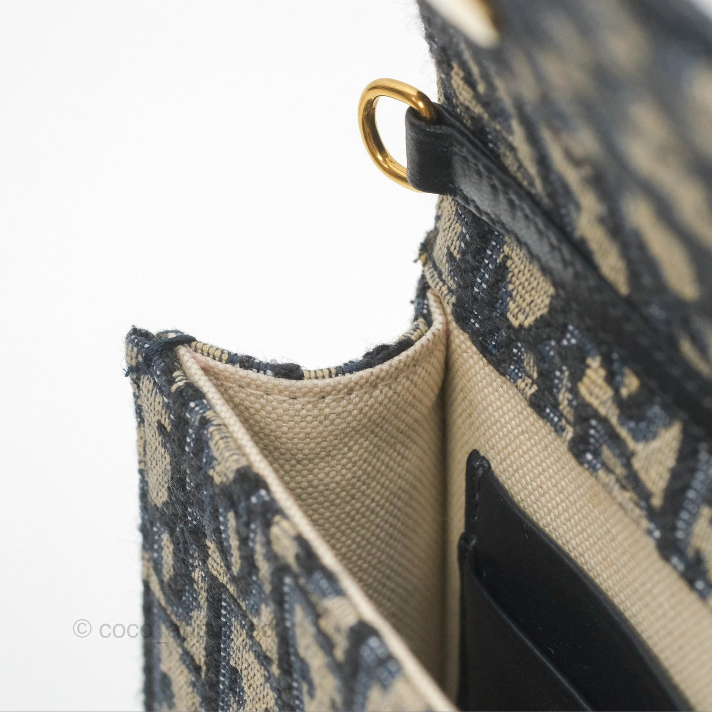 Dior Vertical Saddle Phone Holder Navy Oblique Canvas