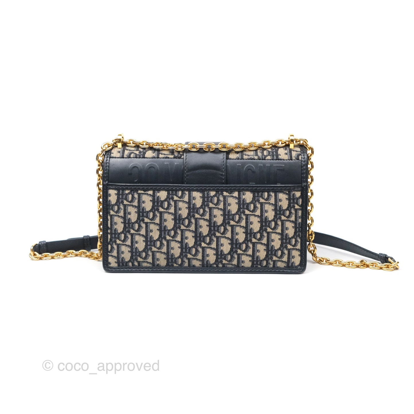 Christian Dior 30 Montaigne with Chain Blue Dior Oblique Jacquard