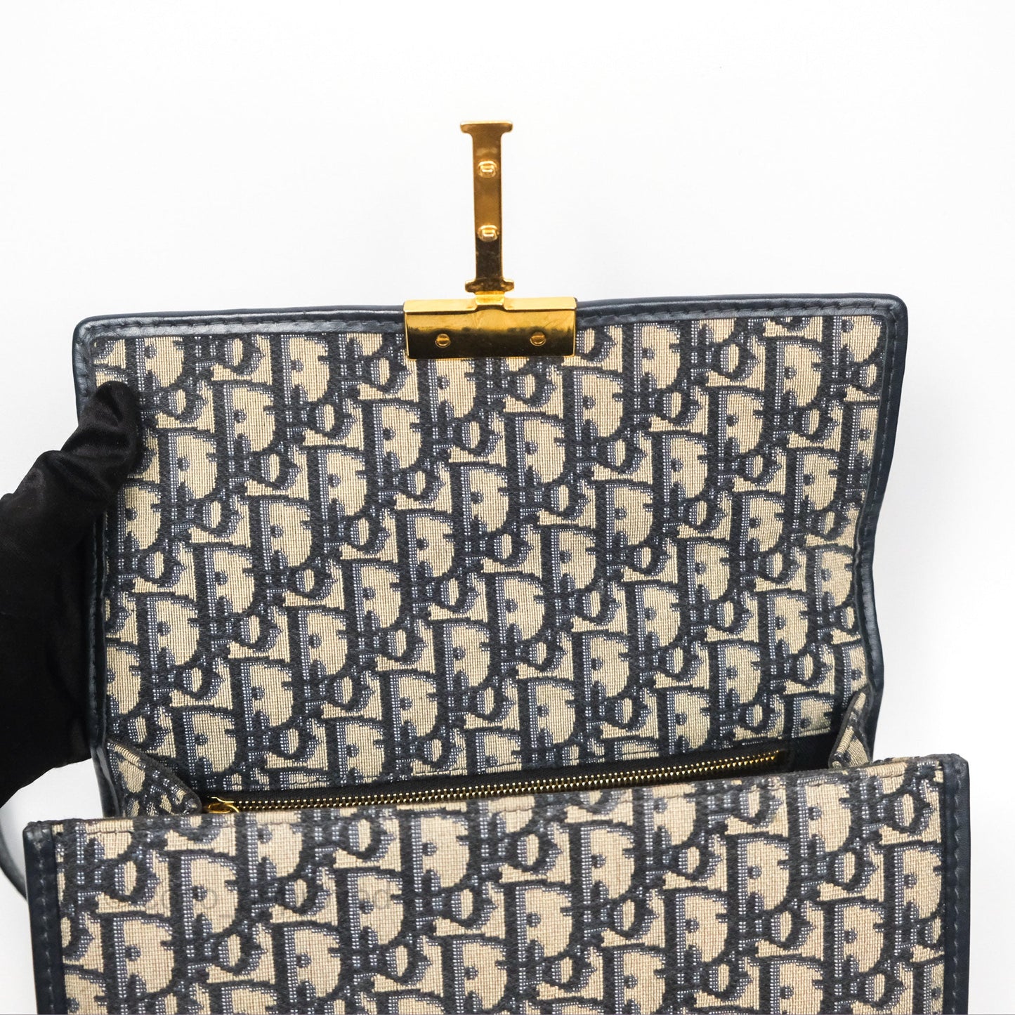 Christian Dior 30 Montaigne with Chain Blue Dior Oblique Jacquard