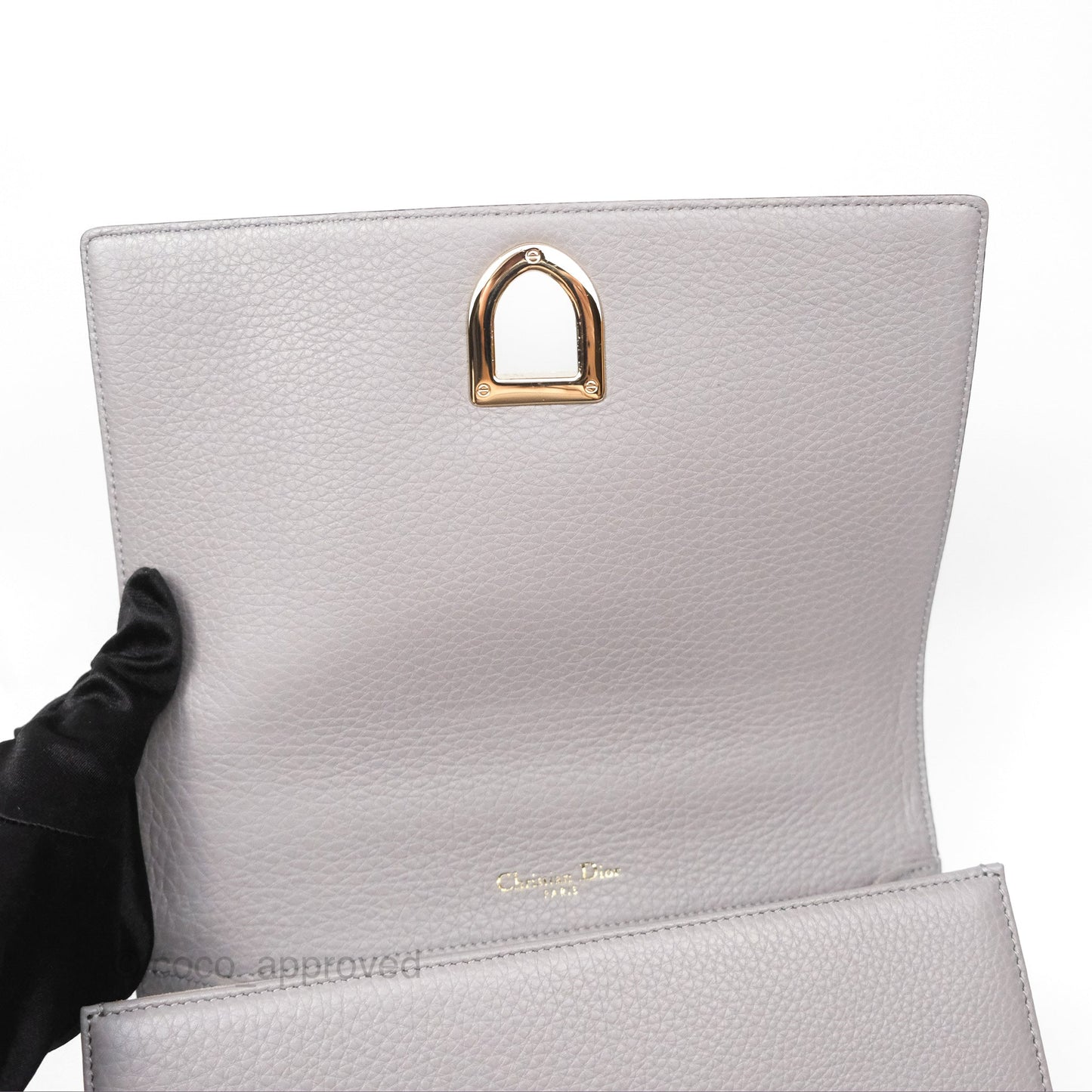Christian Dior Medium Diorama Calfskin Flap Bag Grey Gold Hardware