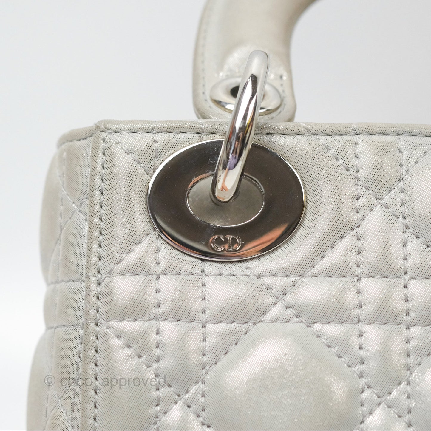 Christian Dior Mini Lady Dior Metallic Silver Nubuck Silver Hardware