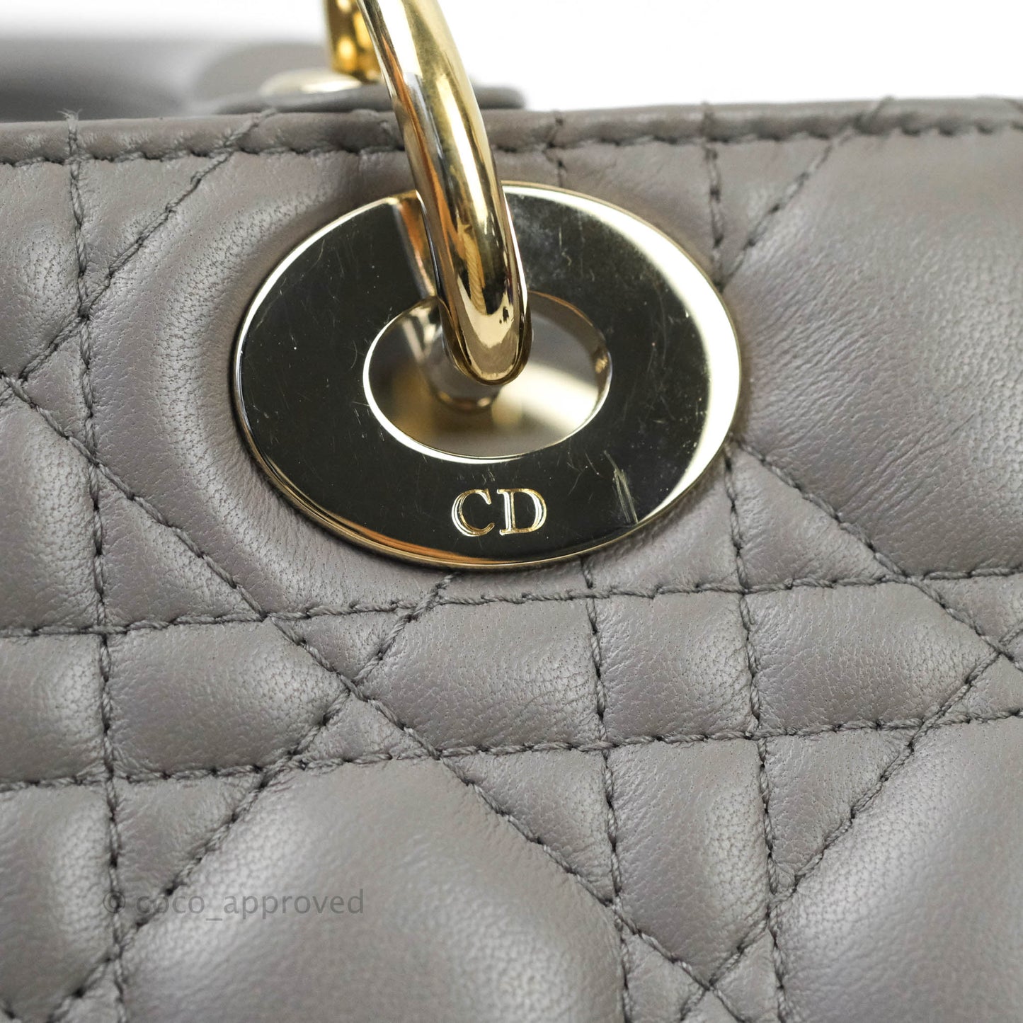 Christian Dior Lambskin My ABCDior Lady Dior Grey Gold Hardware