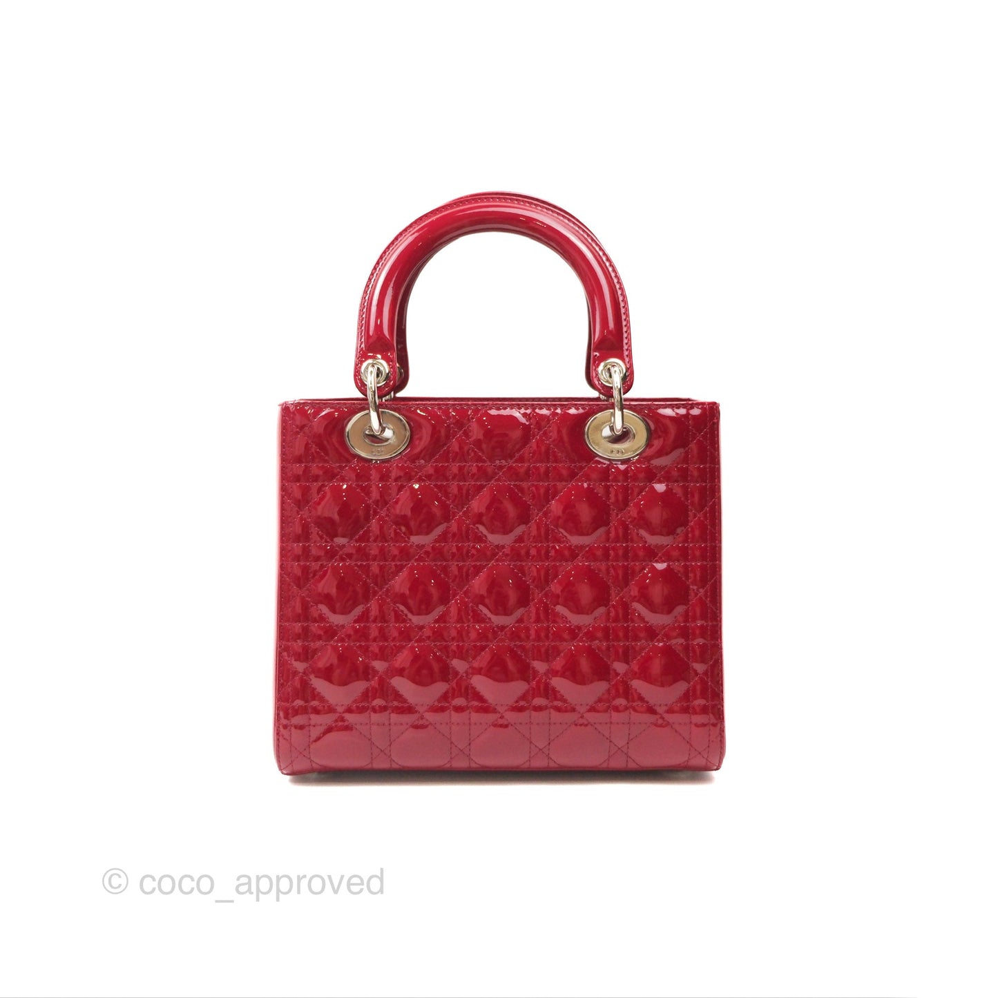 Christian Dior Medium Lady Dior Red Patent Silver Hardware