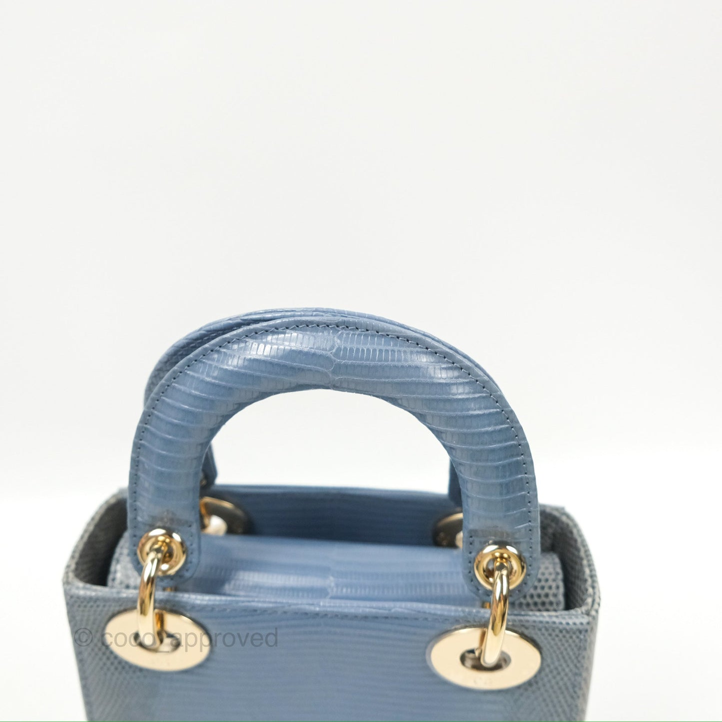 Christian Dior Mini Lady Dior Ombre Blue Lizard Gold Hardware