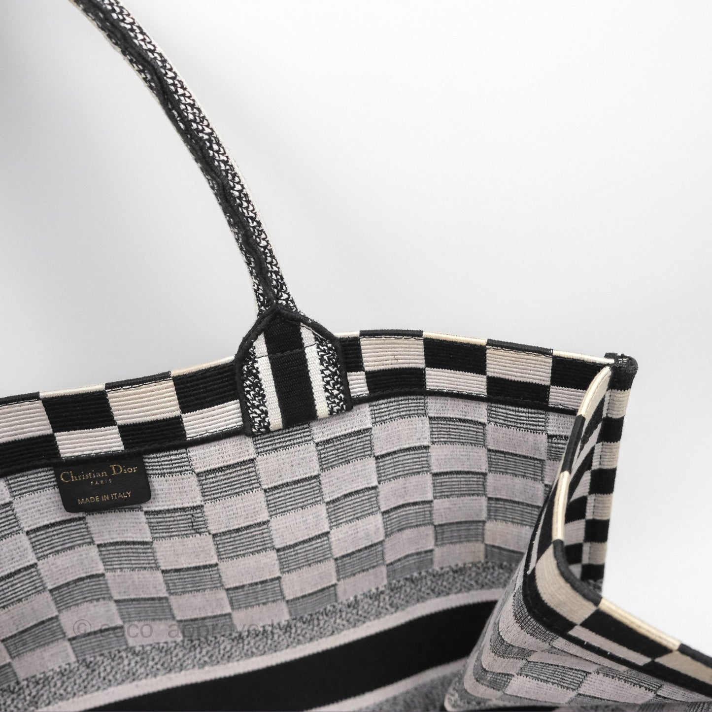 Christian Dior Large Book Tote Checkered Black/ White Canvas