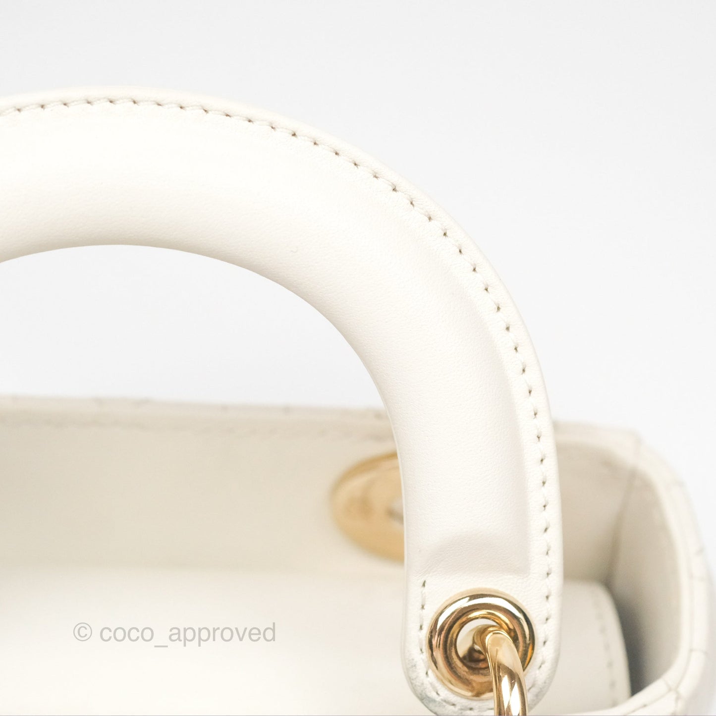 Christian Dior Cannage Mini Lady Dior White Gold Hardware