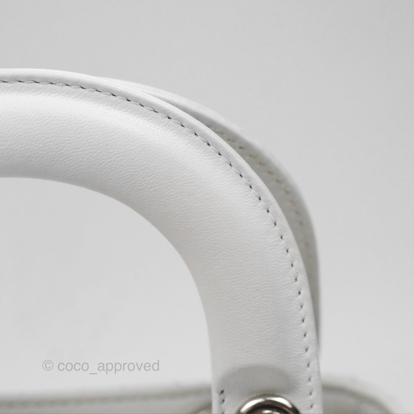 Christian Dior Cannage Mini Lady Dior White Silver Hardware