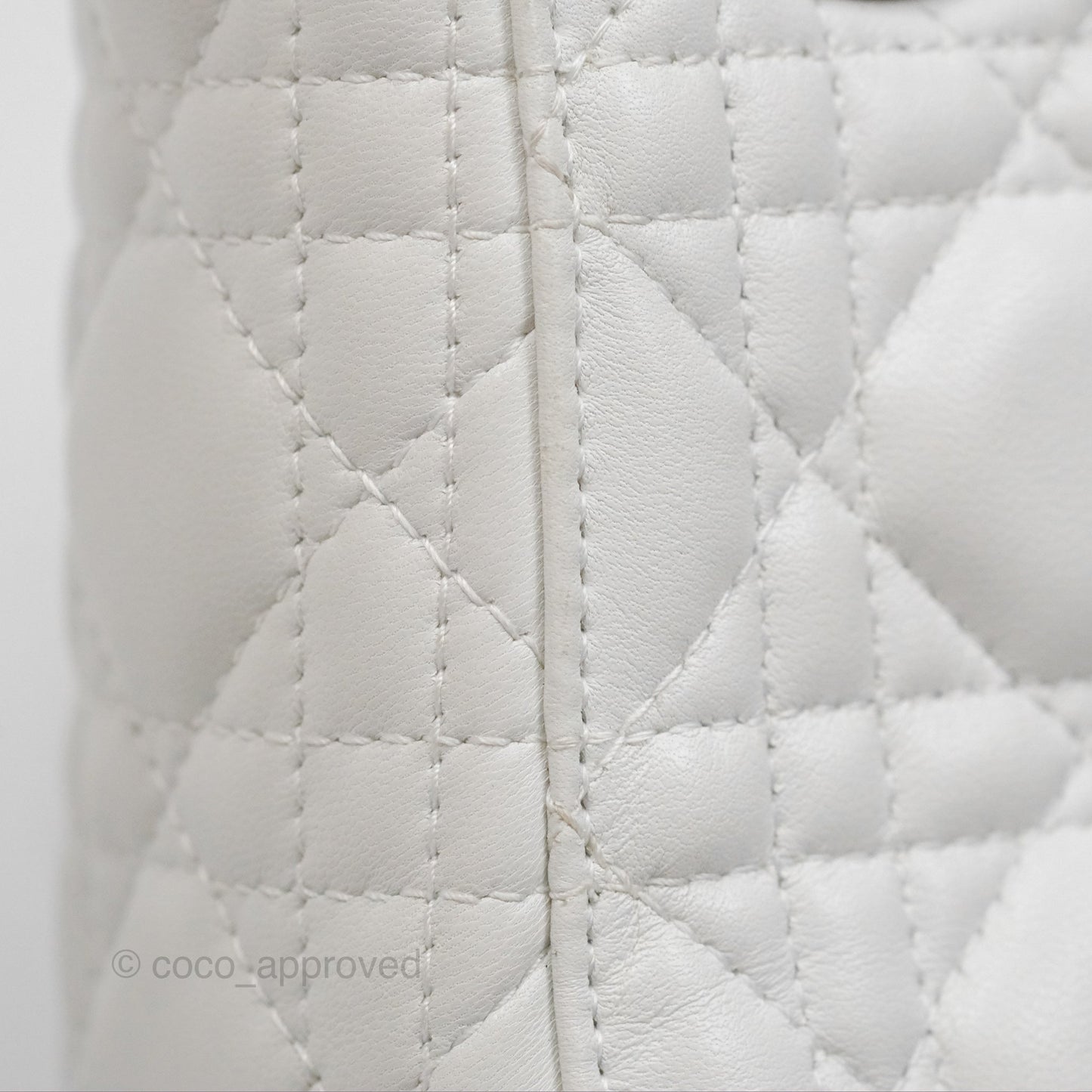 Christian Dior Cannage Mini Lady Dior White Silver Hardware