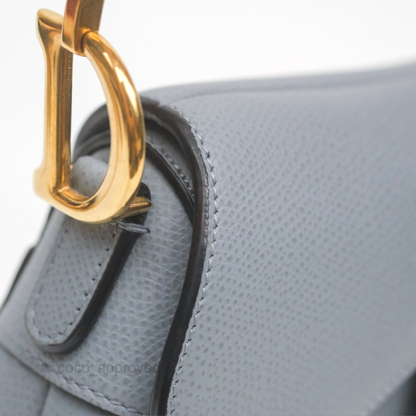 Christian Dior Mini Saddle Bag Cloud Blue Grained Calfskin Gold Hardware