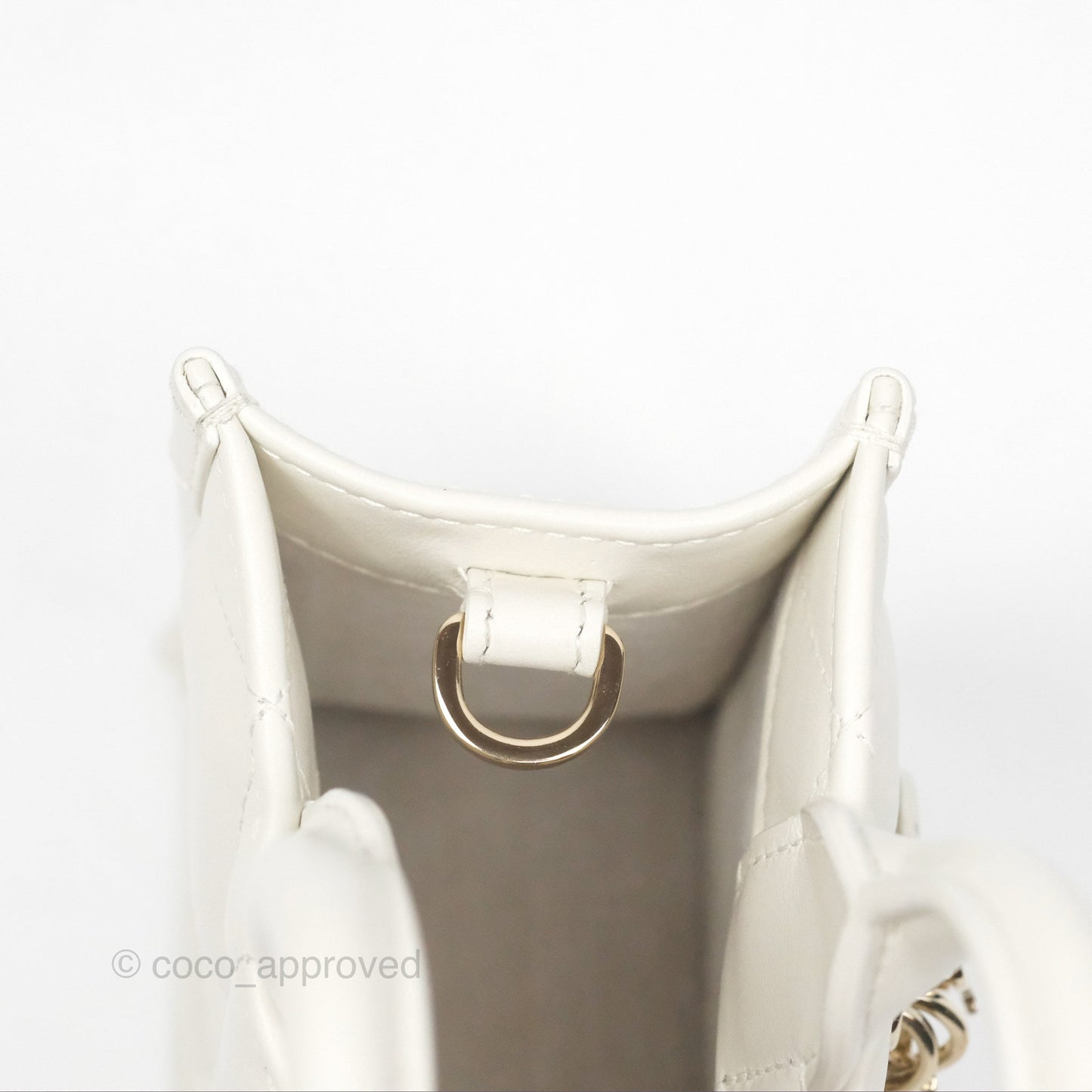 Christian Dior Mini Dior Book Tote Latte Macrocannage Calfskin Gold Hardware