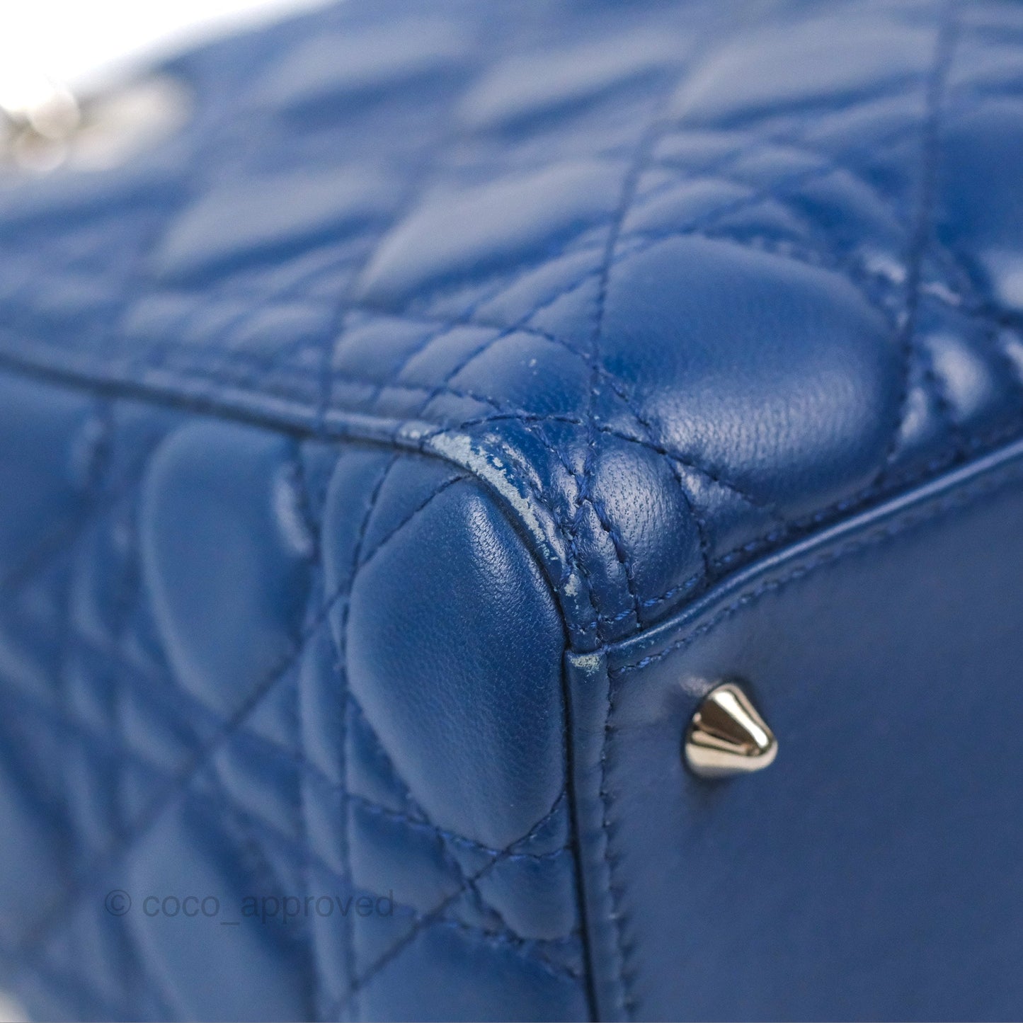Christian Dior Medium Lady Dior Cannage Dark Blue Lambskin Silver Hardware