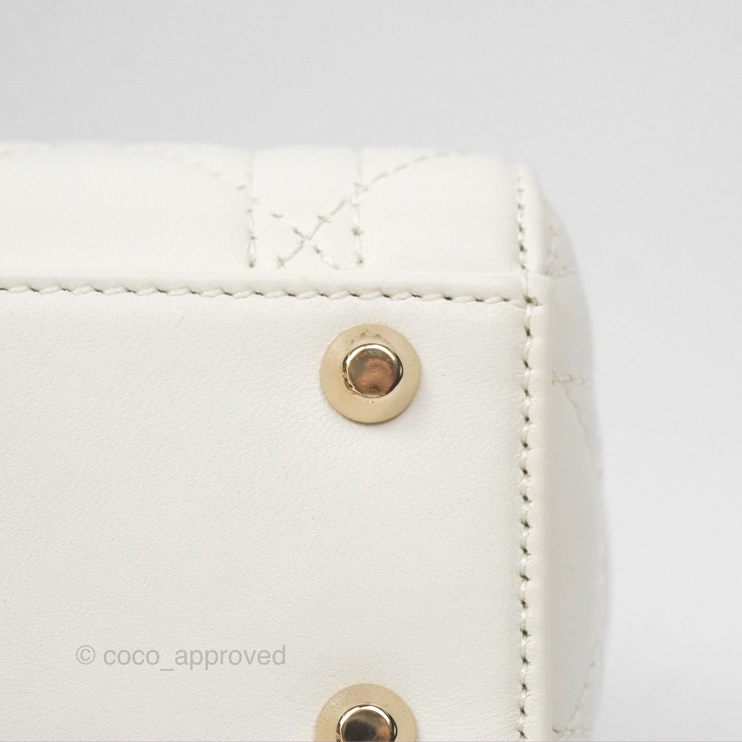 Christian Dior Mini Lady Dior Latte Cannage Lambskin Gold Hardware
