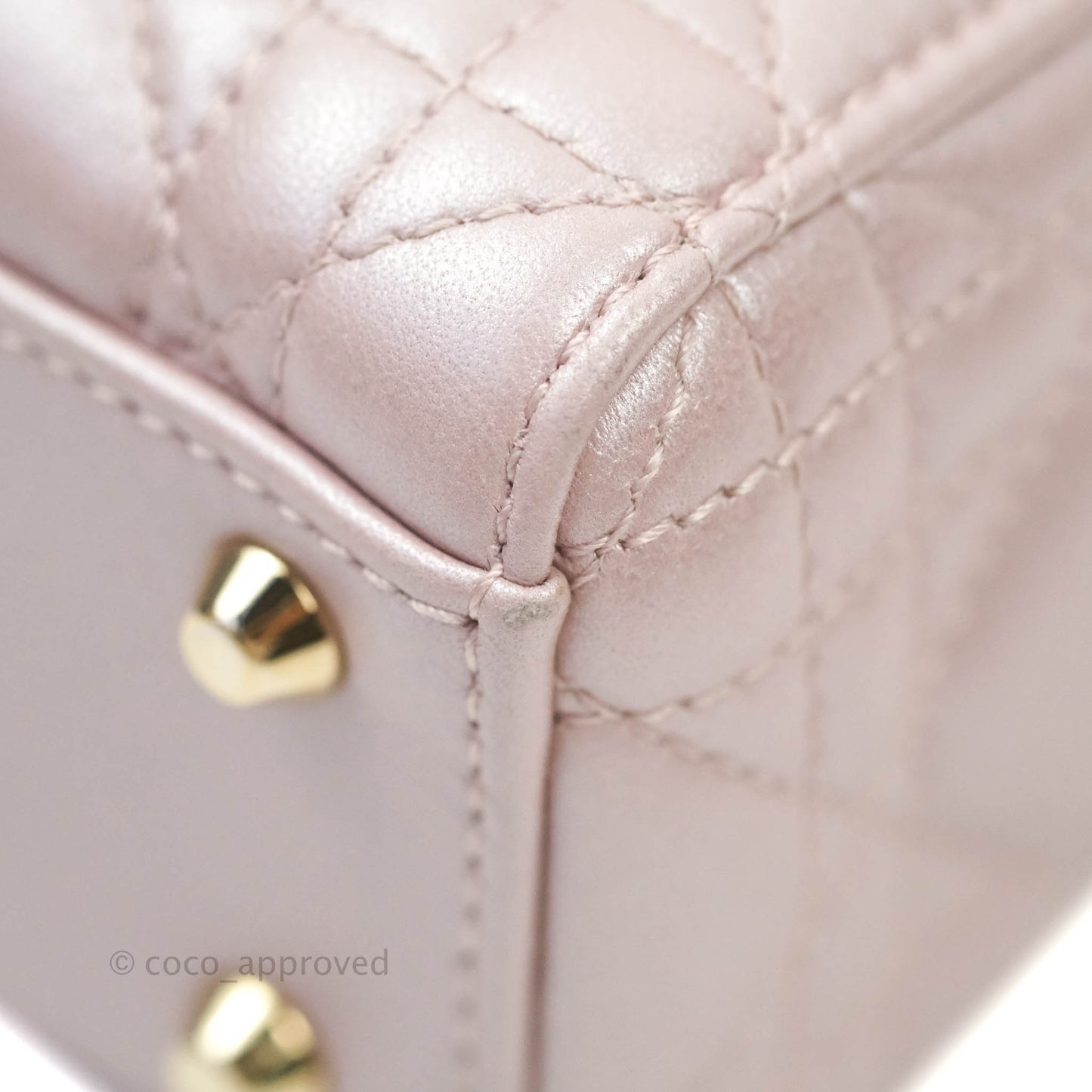 Christian Dior Calfskin Cannage Mini Lady Dior Light Pink