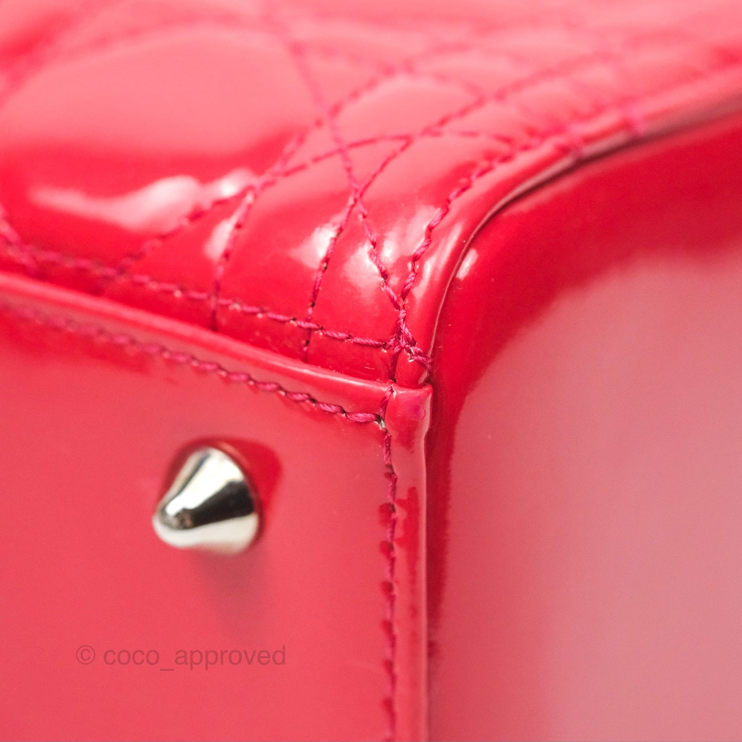 Christian Dior Medium Lady Dior Red Patent Silver Hardware