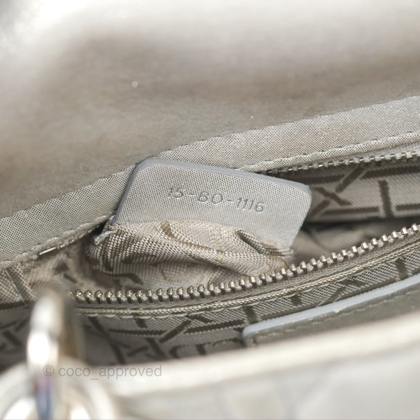 Christian Dior Mini Lady Dior Metallic Silver Nubuck Silver Hardware