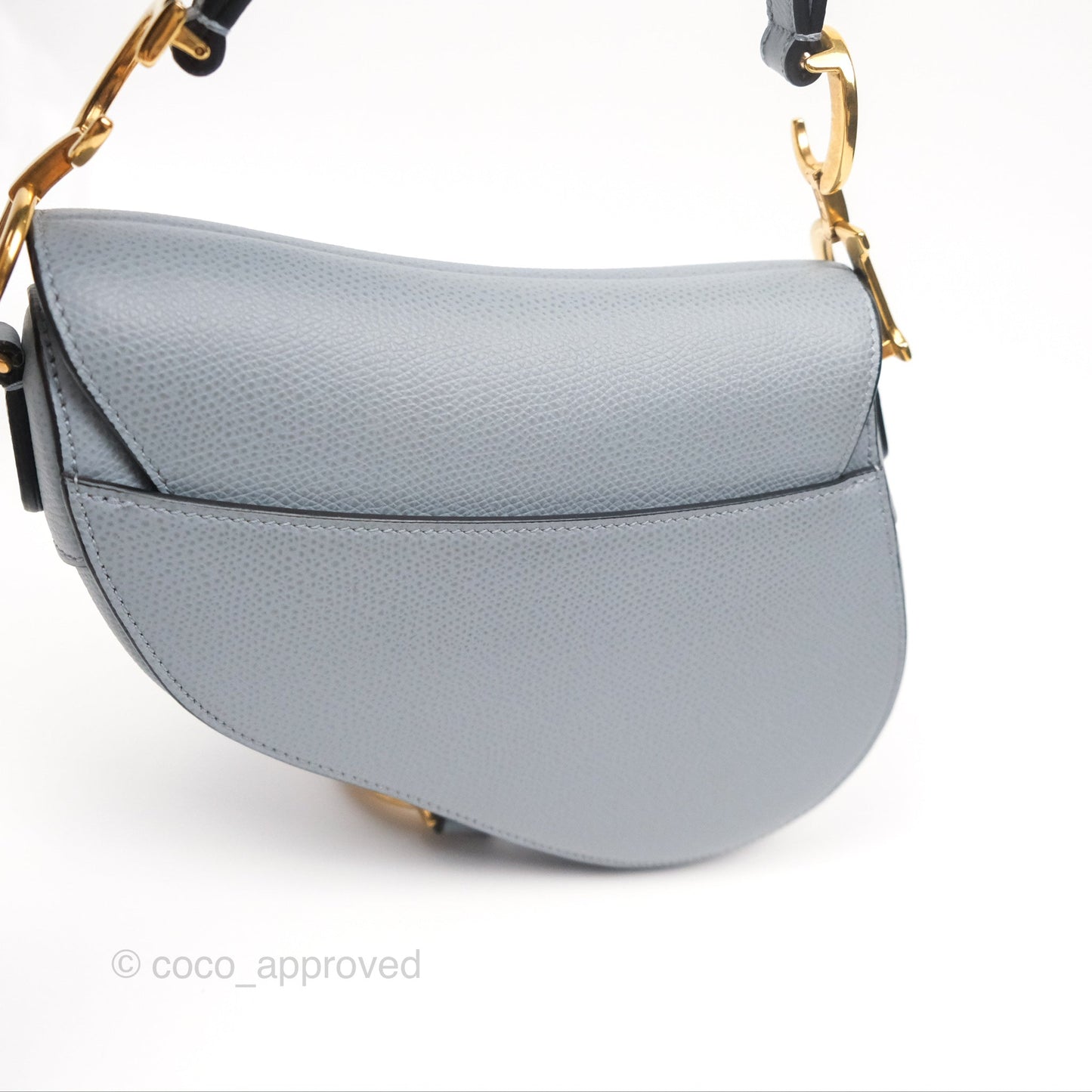 Christian Dior Mini Saddle Bag Cloud Blue Grained Calfskin Gold Hardware