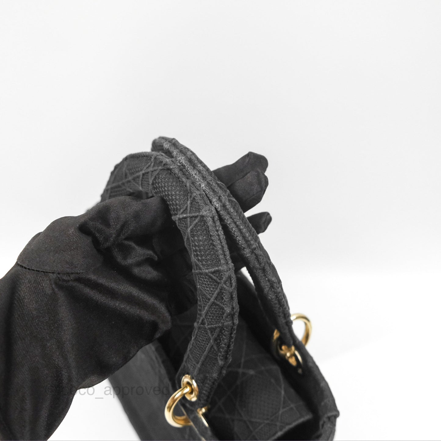 Christian Dior Medium Lady D-Lite Bag Black Cannage Embroidery Gold Hardware