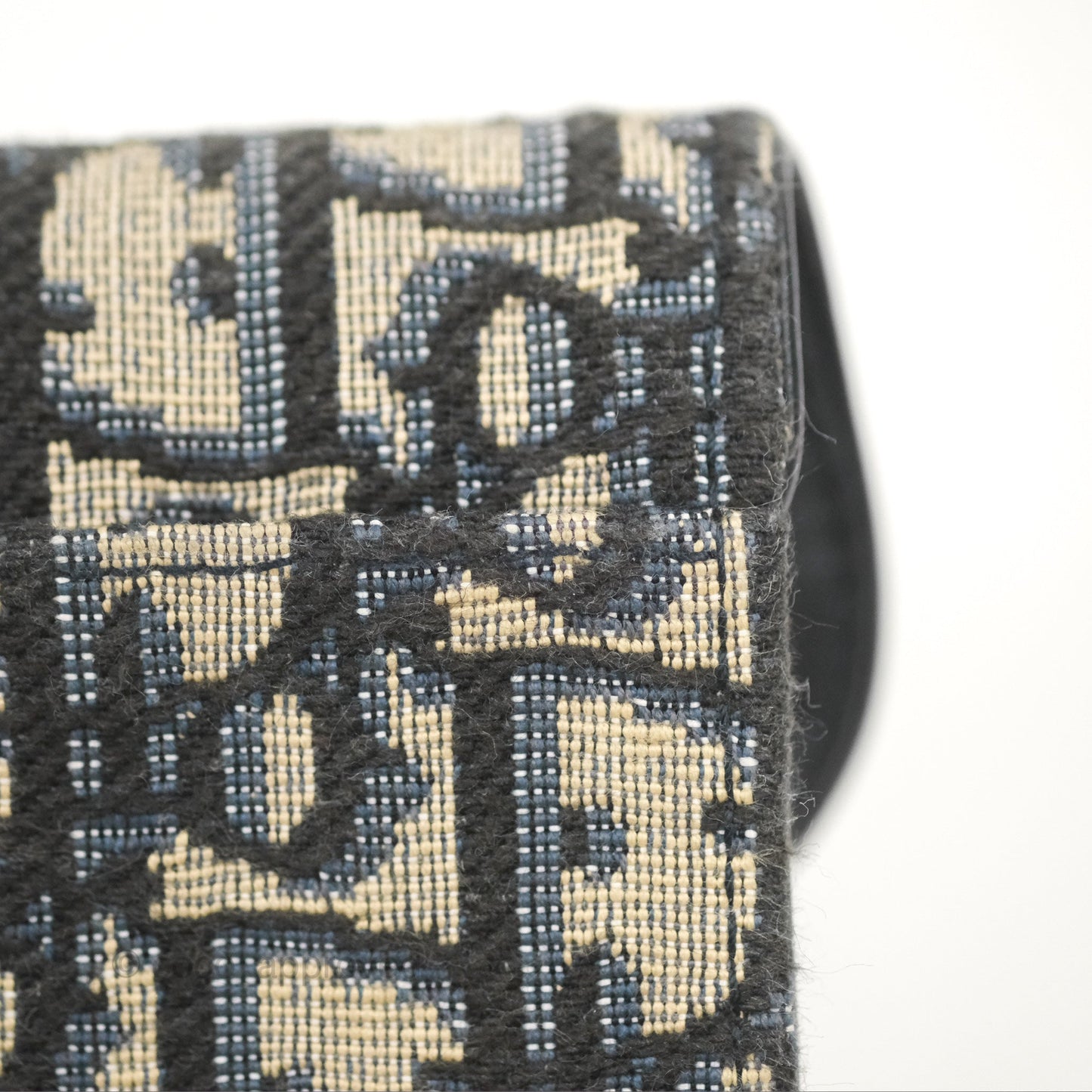 Christian Dior Saddle Flap Card Holder Blue Dior Oblique Jacquard