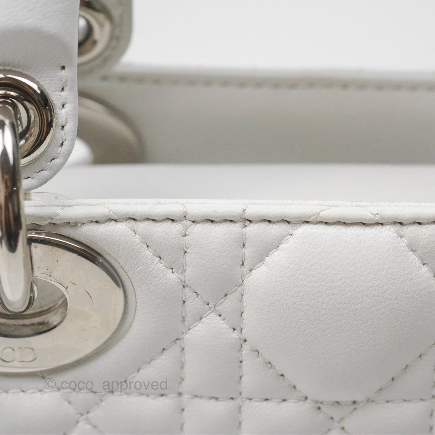 Christian Dior Cannage Mini Lady Dior White Silver Hardware