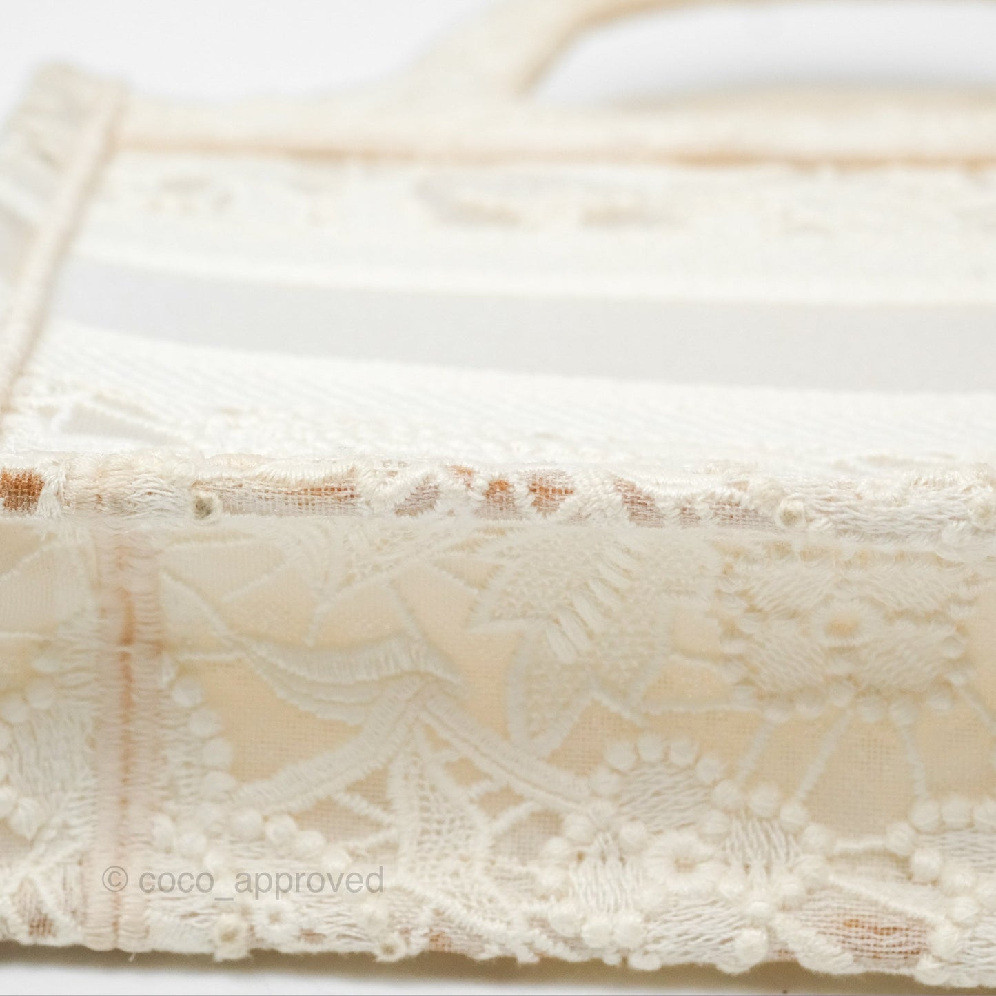 Dior Mini Book Tote Natural Macramé-Effect Embroidery