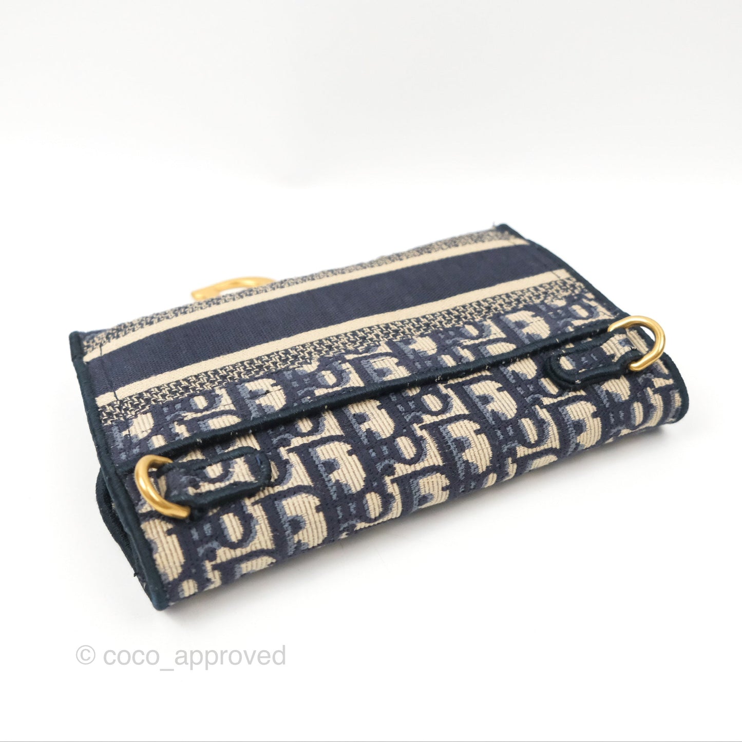 Christian Dior Navy Oblique Slim Saddle Pouch