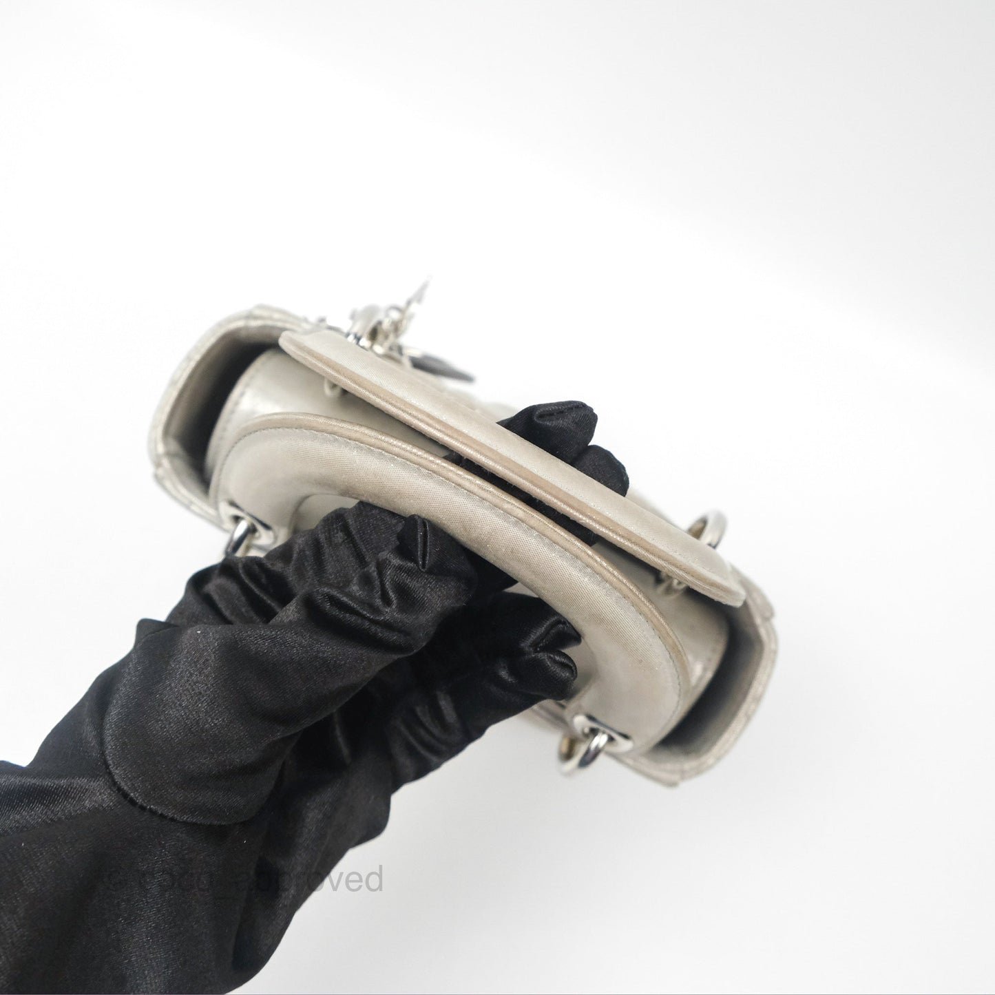 Christian Dior Mini Lady Dior Metallic Silver Nubuck Silver Hardware