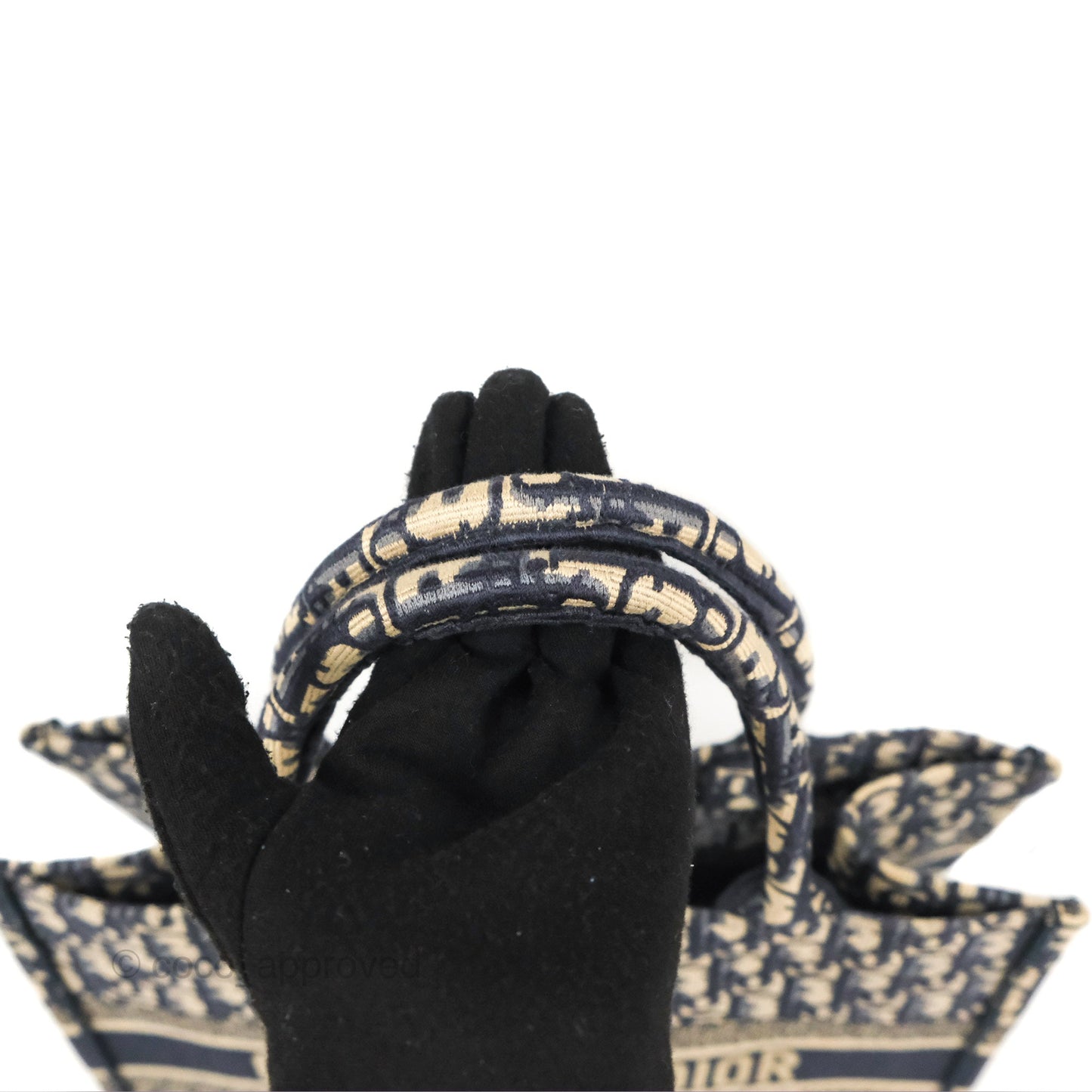 Christian Dior Medium (Old Small) Dior Navy Oblique Embroidery Canvas Book Tote