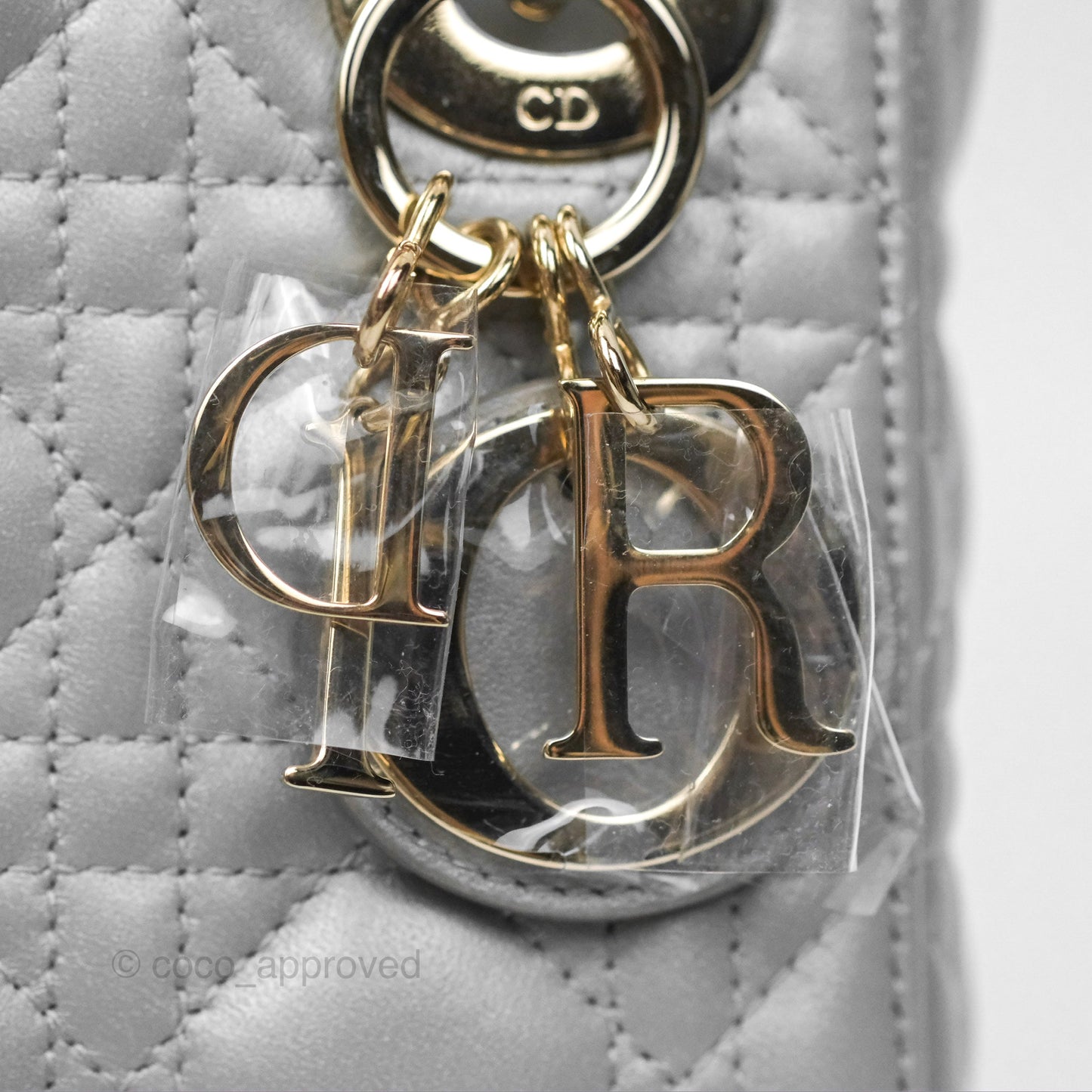 Christian Dior Mini Lady Dior Opaline Gray Pearlescent Cannage Lambskin