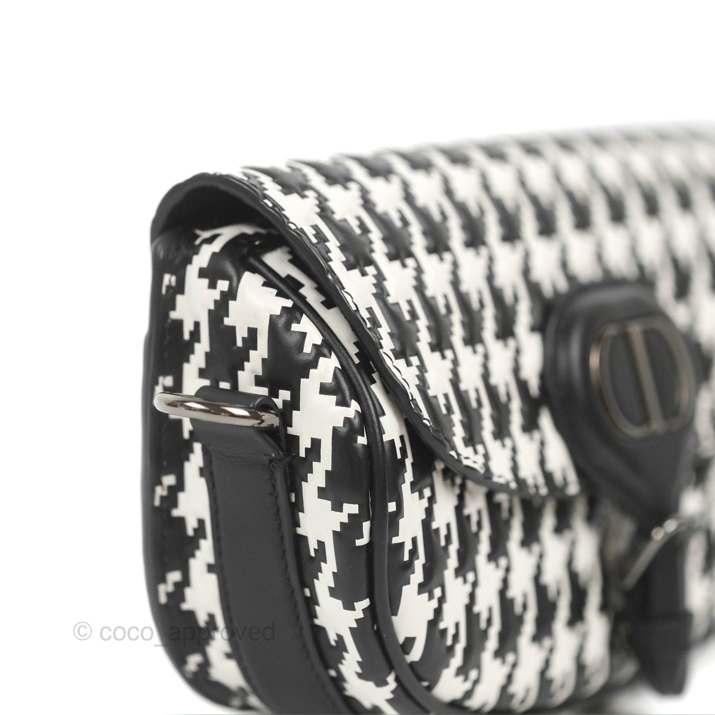 Christian Dior Bobby East-West Bag Black And White Houndstooth Embossed Calfskin