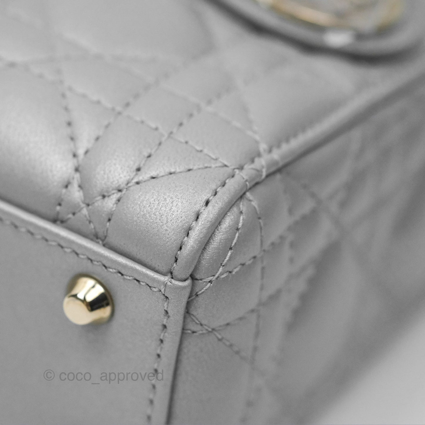 Christian Dior Mini Lady Dior Opaline Gray Pearlescent Cannage Lambskin